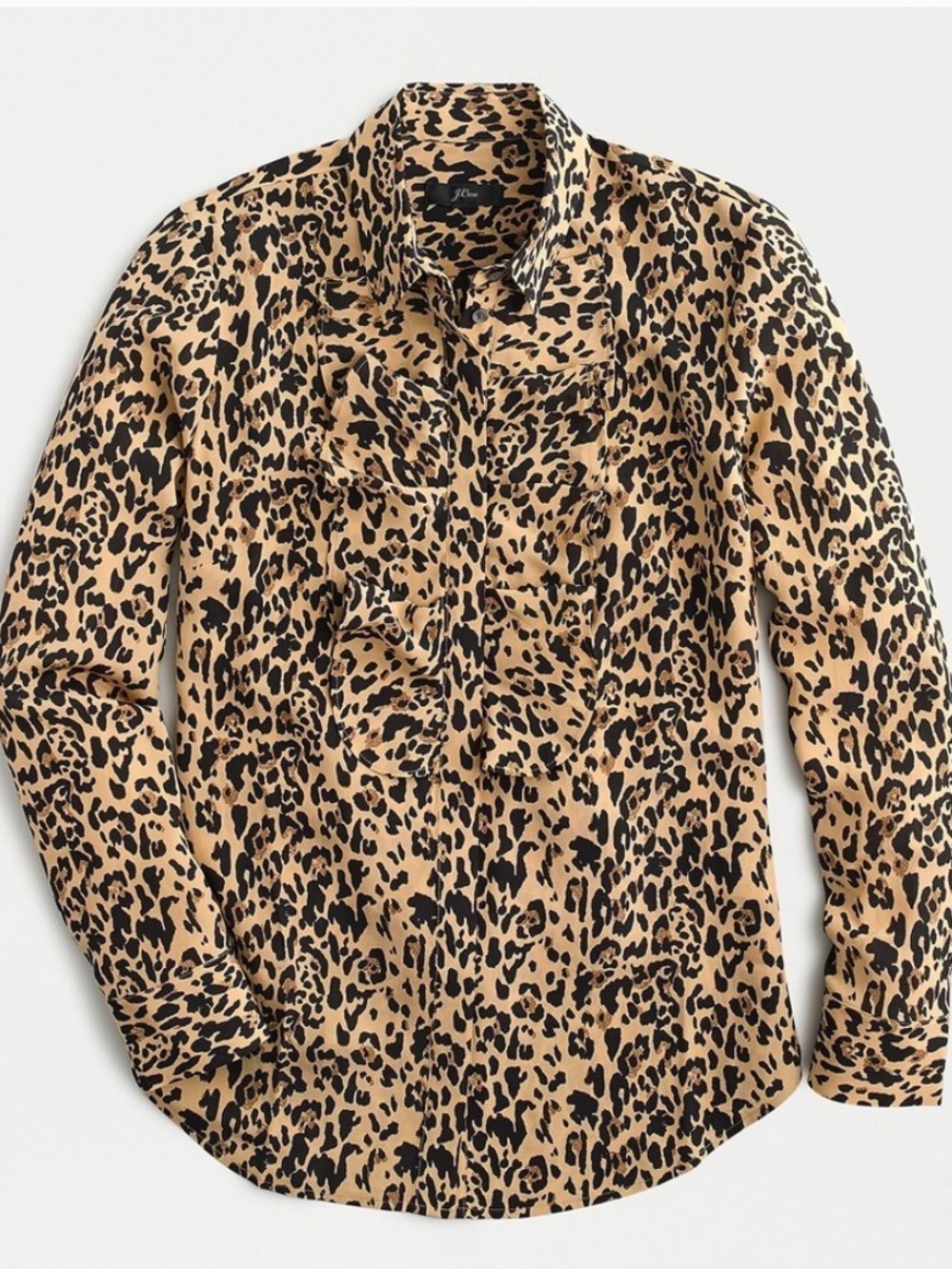 J. Crew Leopard Print Ruffle Front Blouse - Tan & Black